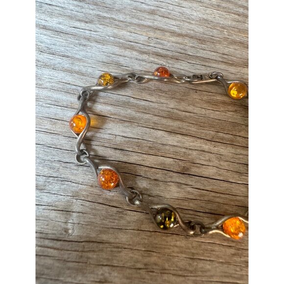Vintage Baltic Amber And Sterling Silver 925  Bracelet 8" - Picture 2 of 7